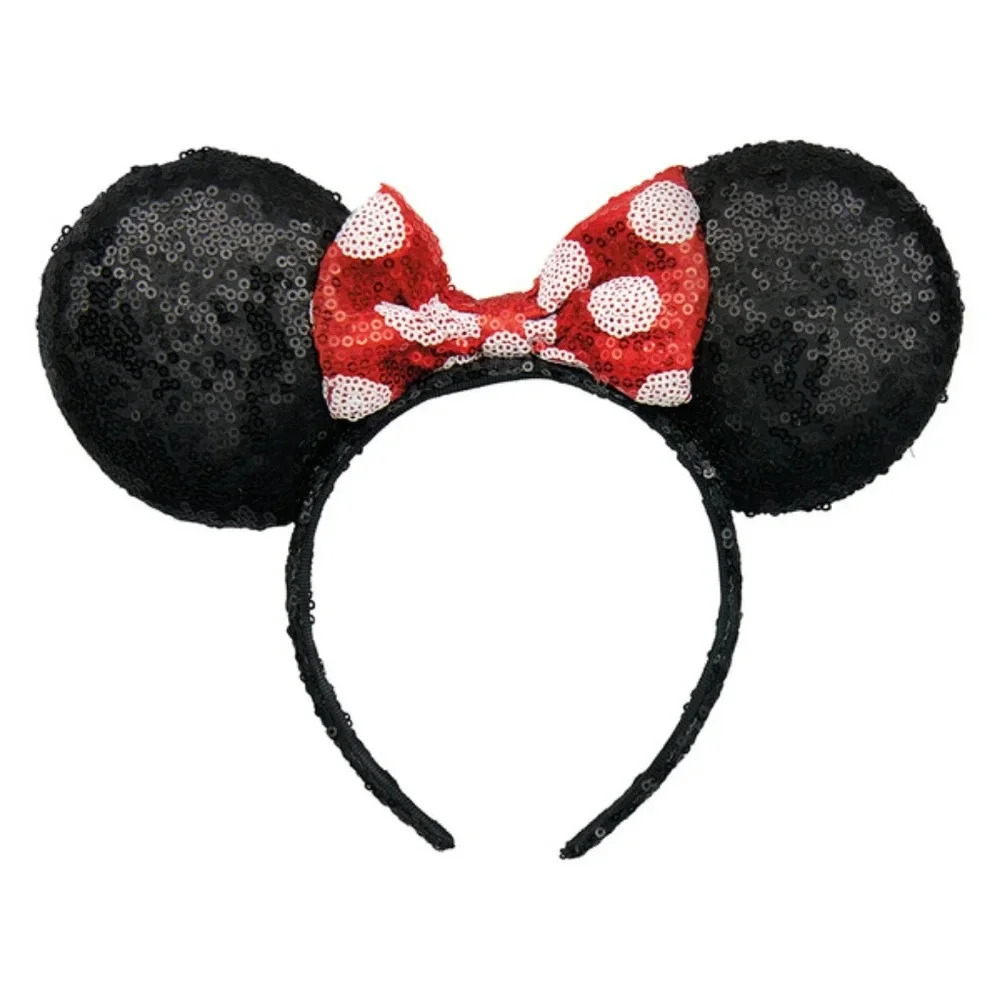 Disney Liscensed Classic Sequined Minnie Ears with Red and Polka Dot Bow 3+